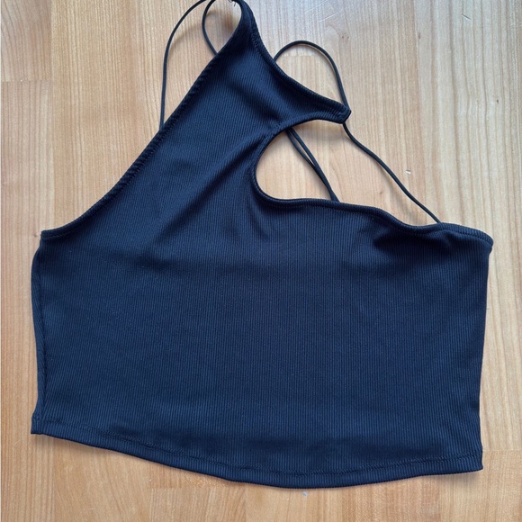 Bershka Black Asymmetrical Strap Top - Picture 1 of 2